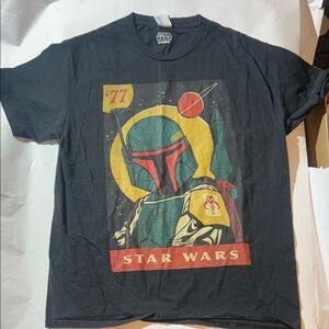 Star Wars Black Tee with Retro Bounty Hunter Design